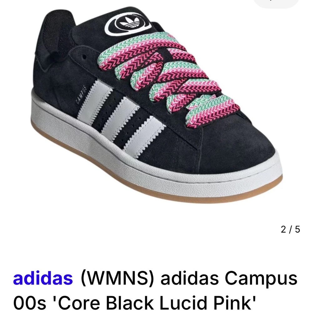 Adidas Campus 00s Black with Pink and Green Accents